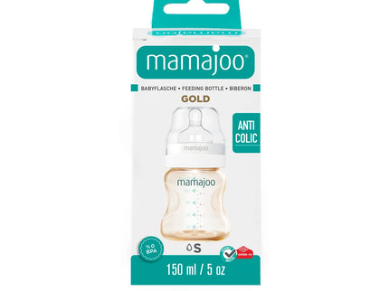 Biberon Mamajoo Gold, tetina Anti-colic, 150 ml/S, 0 luni+, PES + silicon
