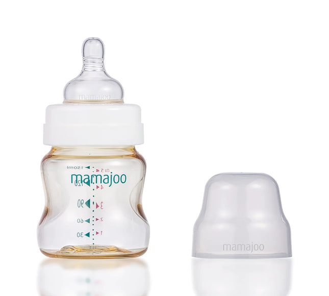 Biberon Mamajoo Gold, tetina Anti-colic, 150 ml/S, 0 luni+, PES + silicon