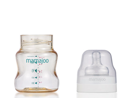 Biberon Mamajoo Gold, tetina Anti-colic, 150 ml/S, 0 luni+, PES + silicon