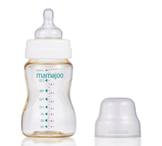 Biberon Mamajoo Gold, tetina Anti-colic, 250 ml/M, 6 luni+, PES + silicon