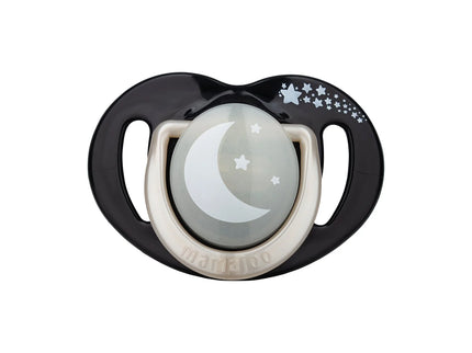 Set 2 suzete ortodontice Mamajoo + cutie sterilizare, Black & Pearl/Noapte & Zi, 0 luni+, silicon+pp