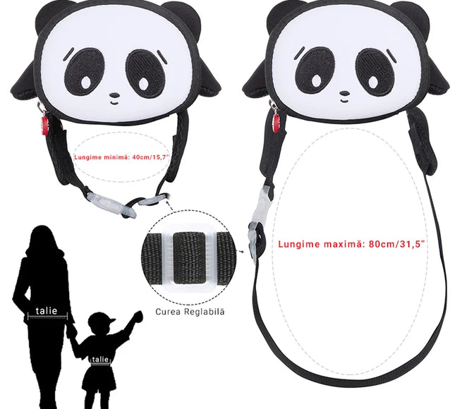 Borseta copii 3 ani+, model panda, 15,5x6x15 cm