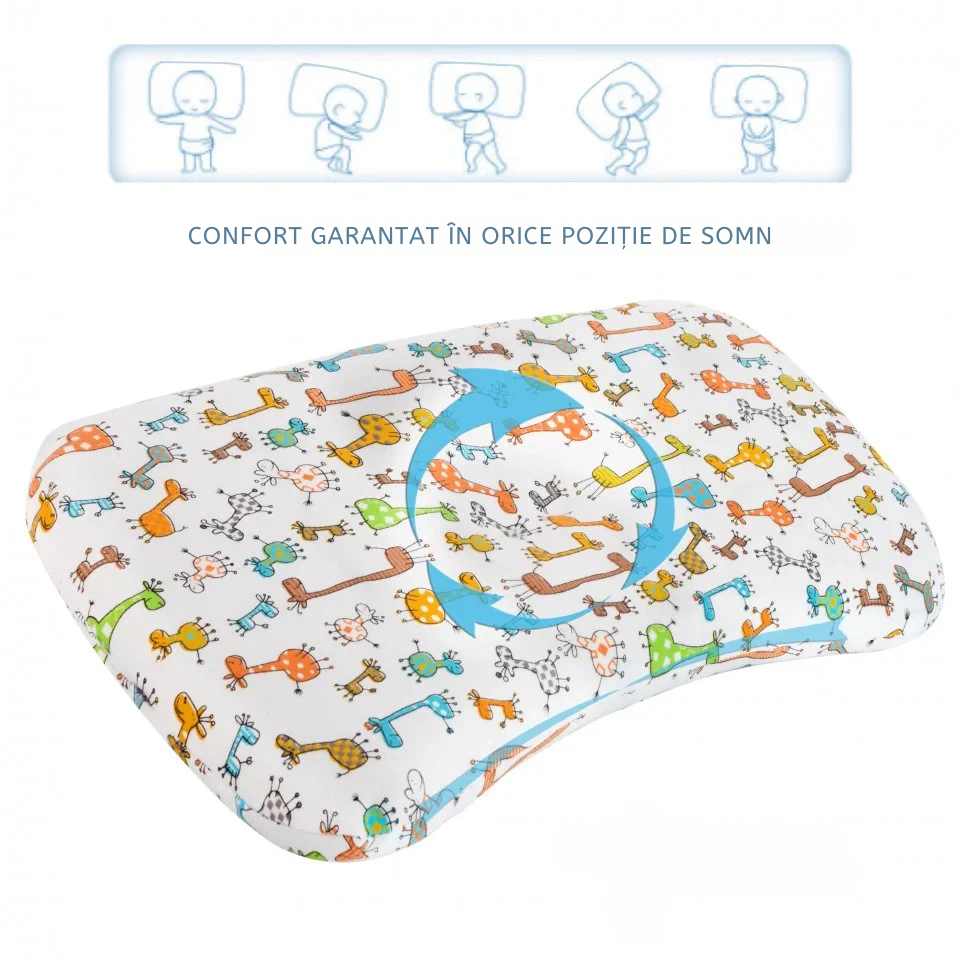 Perna ortopedica Baby pentru nou nascuti 8-24 luni | Multicolora cu animalute | impotriva plagiocefaliei
