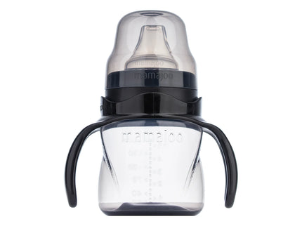 Cana antrenament bebelusi Mamajoo, Negru, anticurgere/anticolici, 160 ml, 6 luni+, PP + silicon
