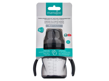 Cana antrenament bebelusi Mamajoo, Negru, anticurgere/anticolici, 160 ml, 6 luni+, PP + silicon