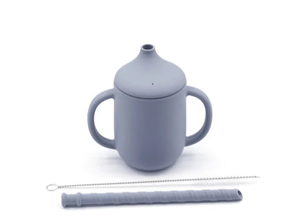 Cana de antrenament cu pai detașabil – Dusty Blue, 6 luni +, silicon