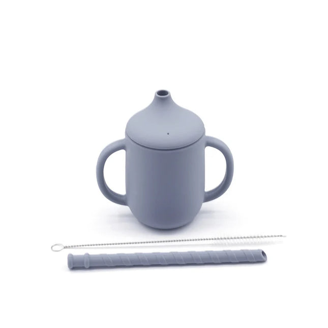 Cana de antrenament cu pai detașabil – Dusty Blue, 6 luni +, silicon