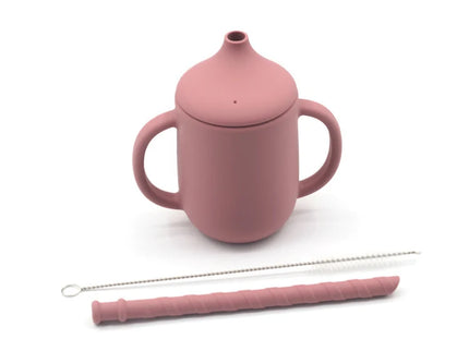 Cana de antrenament cu pai detașabil – Dark Pink, 6 luni +, silicon