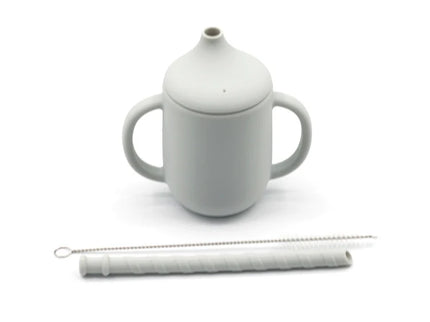 Cana de antrenament cu pai detașabil – Light Gray, 6 luni +, silicon