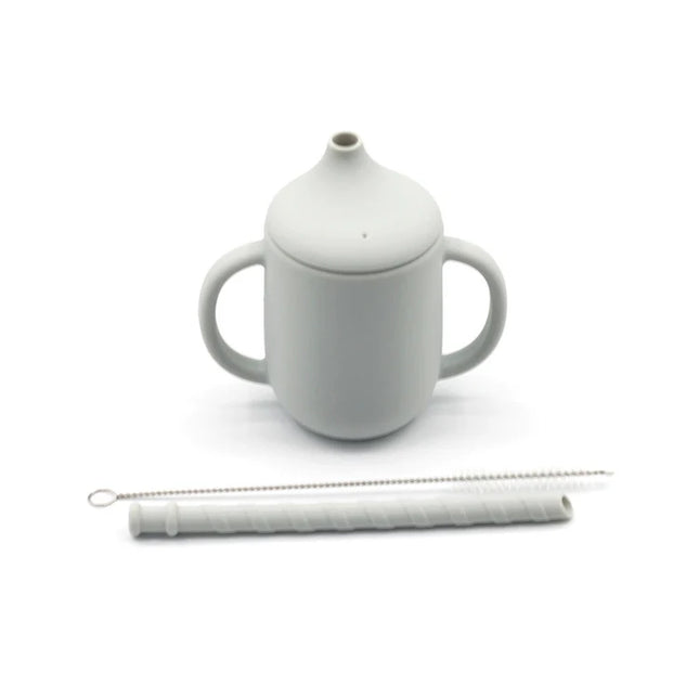 Cana de antrenament cu pai detașabil – Light Gray, 6 luni +, silicon