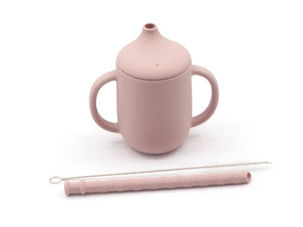 Cana de antrenament cu pai detașabil – Rose Pink, 6 luni +, silicon