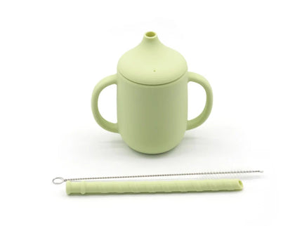 Cana de antrenament cu pai detașabil – Light Green, 6 luni +, silicon