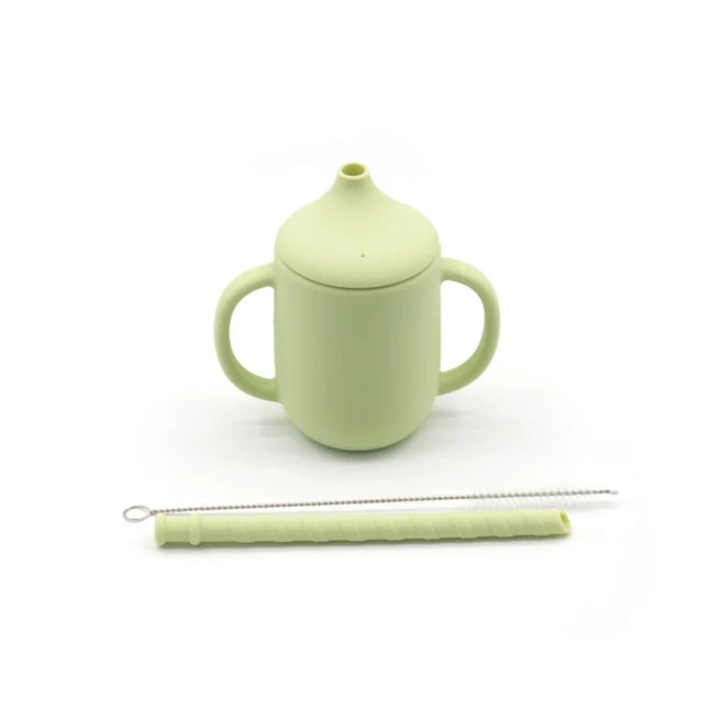 Cana de antrenament cu pai detașabil – Light Green, 6 luni +, silicon