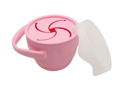 Cana pentru gustari, cu capac – Pink, 6 luni+, silicon