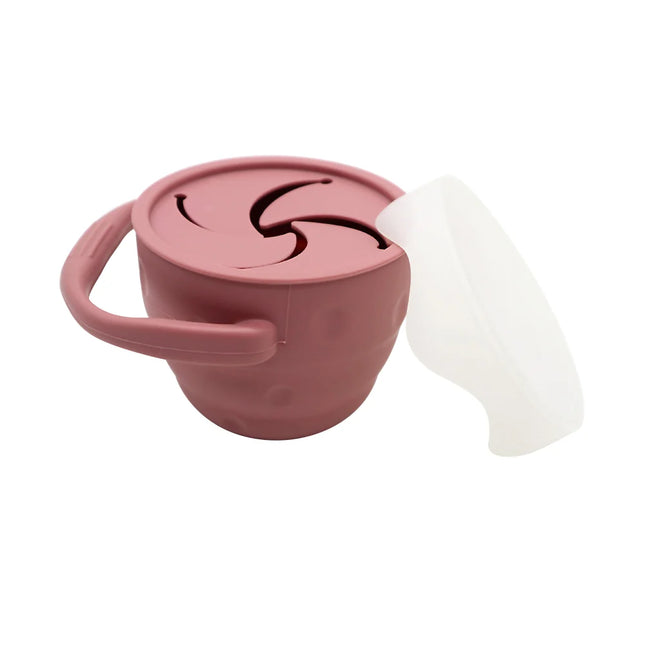 Cana pentru gustari, cu capac – Dark Pink, 6 luni+, silicon