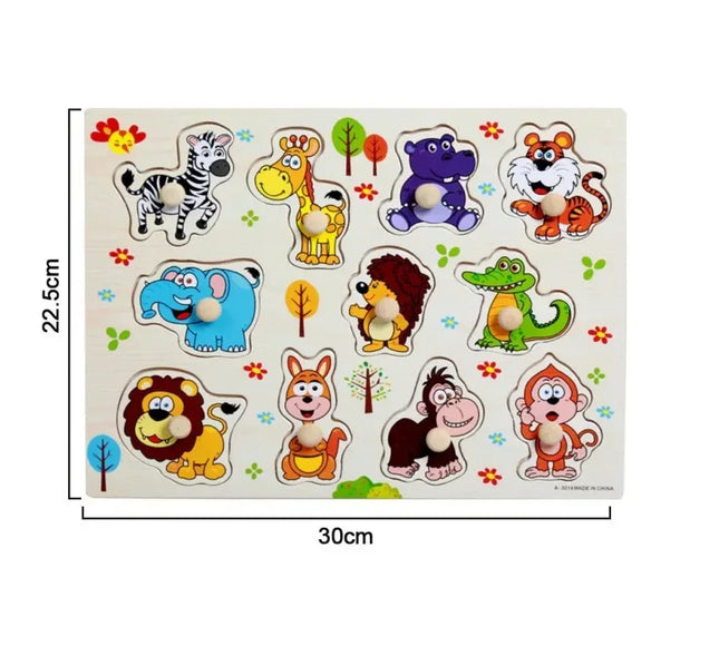 Puzzle incastru din lemn, Animale Salbatice, 2 ani+ - Bebeboo - Totul pentru copii. Jucării, Hăinuțe, Perne, Mobilier, Textile