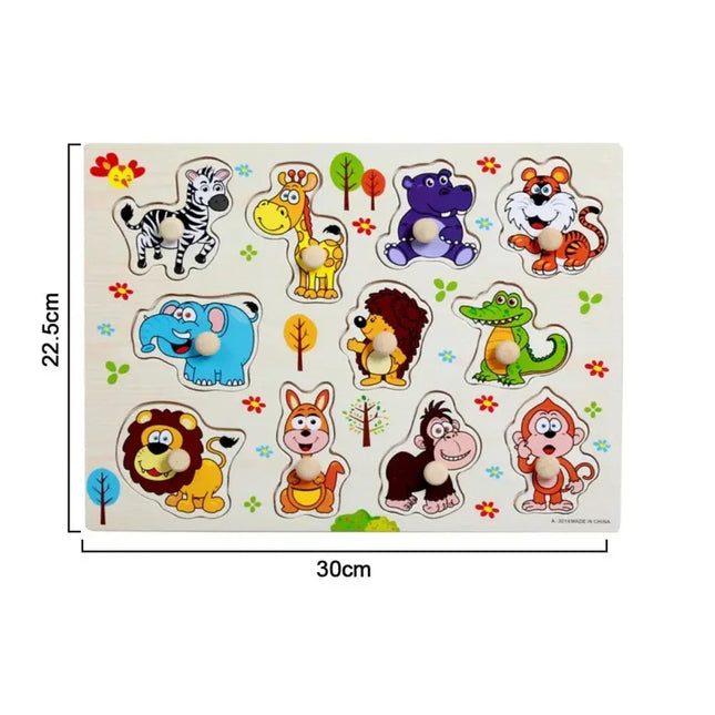 Puzzle incastru din lemn, Animale Salbatice, 2 ani+ - Bebeboo - Totul pentru copii. Jucării, Hăinuțe, Perne, Mobilier, Textile