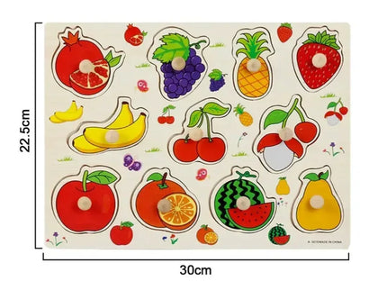 Puzzle incastru din lemn, Fructe, 2 ani+ - Bebeboo - Totul pentru copii. Jucării, Hăinuțe, Perne, Mobilier, Textile