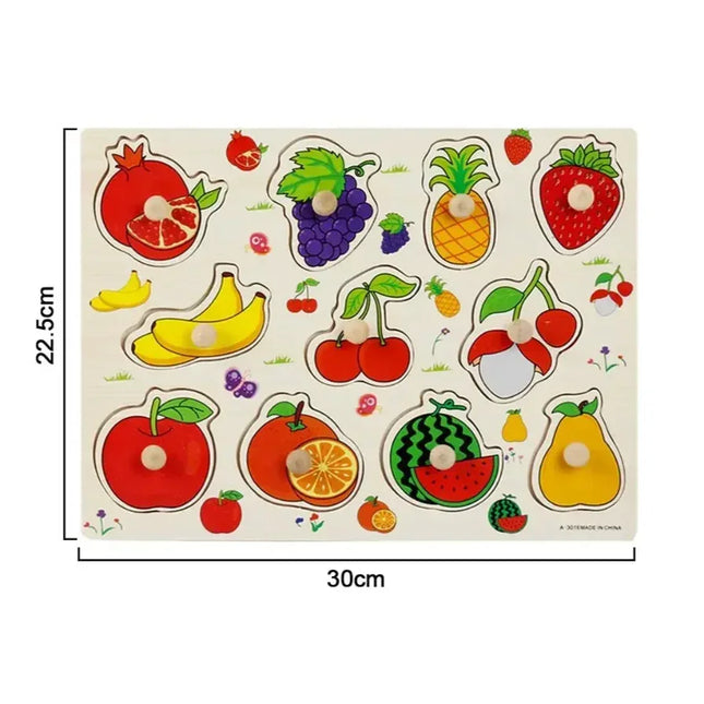 Puzzle incastru din lemn, Fructe, 2 ani+ - Bebeboo - Totul pentru copii. Jucării, Hăinuțe, Perne, Mobilier, Textile