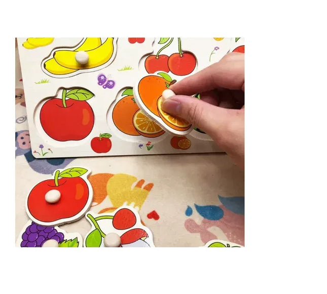Puzzle incastru din lemn, Fructe, 2 ani+ - Bebeboo - Totul pentru copii. Jucării, Hăinuțe, Perne, Mobilier, Textile