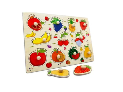 Puzzle incastru din lemn, Fructe, 2 ani+ - Bebeboo - Totul pentru copii. Jucării, Hăinuțe, Perne, Mobilier, Textile