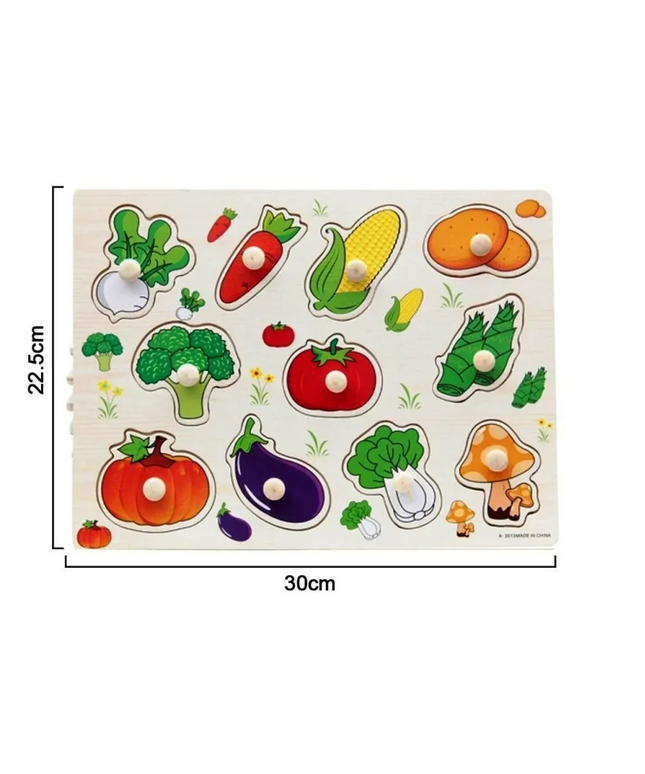 Puzzle incastru din lemn, Legume, 2 ani+