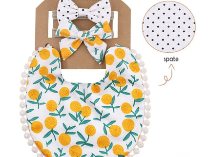 Set baveta eleganta reversibila si 2 bentite – Dots & Oranges, 0 luni+, bumbac