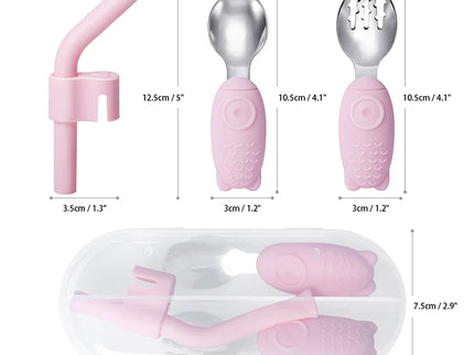Set tacamuri si pai pentru bebelusi - Pink, 18 luni+, silicon + inox