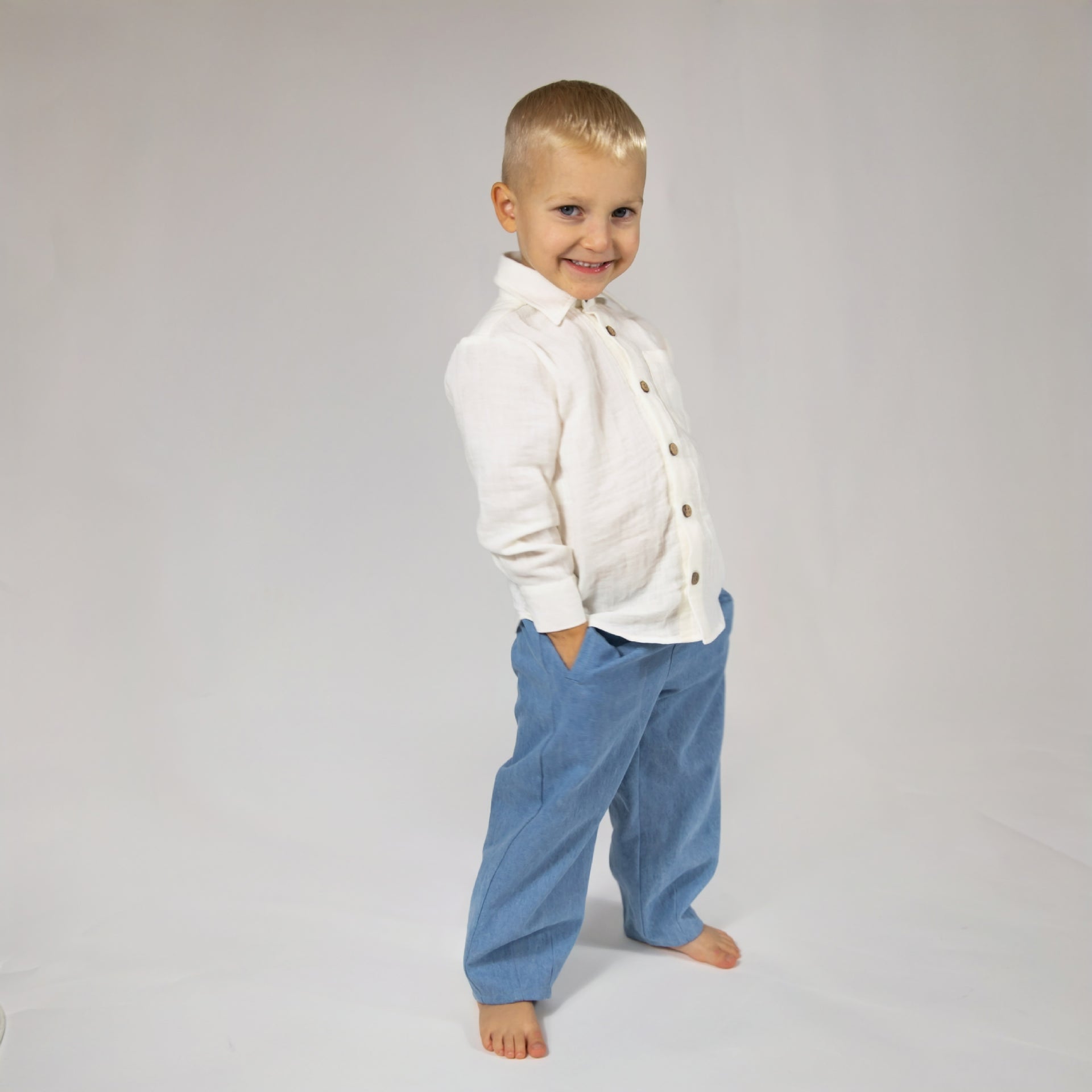 Pantaloni denim din bumbac pentru baieti