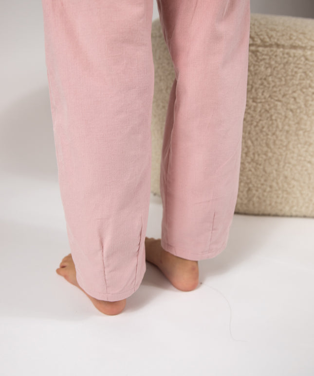 Pantaloni roz din catifea