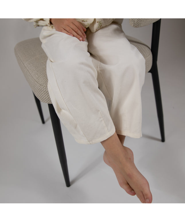 Pantaloni ecru din catifea pentru fete