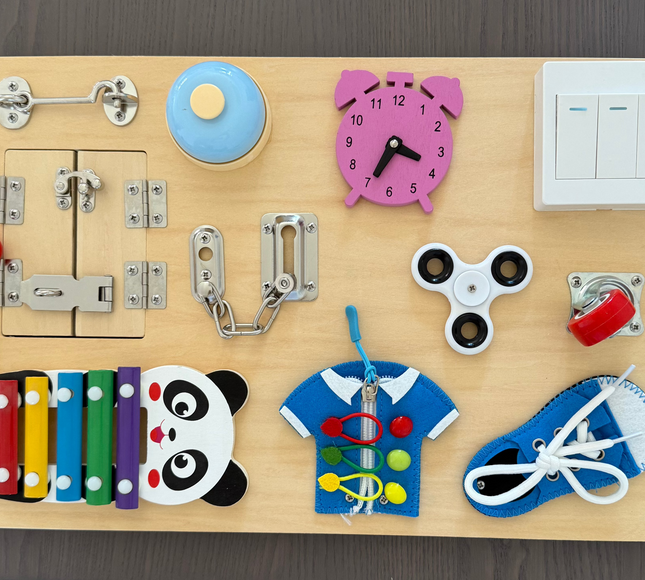 Panou de activitati Montessori. Busy board din lemn - Bebeboo - Totul pentru copii. Jucării, Hăinuțe, Perne, Mobilier, Textile