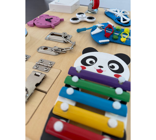 Panou de activitati Montessori. Busy board din lemn - Bebeboo - Totul pentru copii. Jucării, Hăinuțe, Perne, Mobilier, Textile