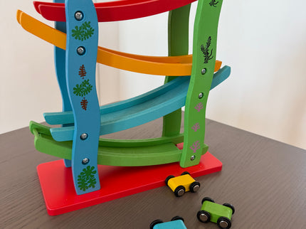 Rampa din lemn cu 4 masinute. Jucărie Montessori - Bebeboo - Totul pentru copii. Jucării, Hăinuțe, Perne, Mobilier, Textile
