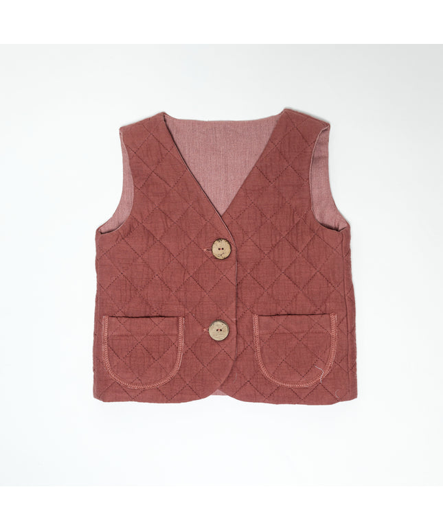 Vesta copii din muselina matlasata caramiziu