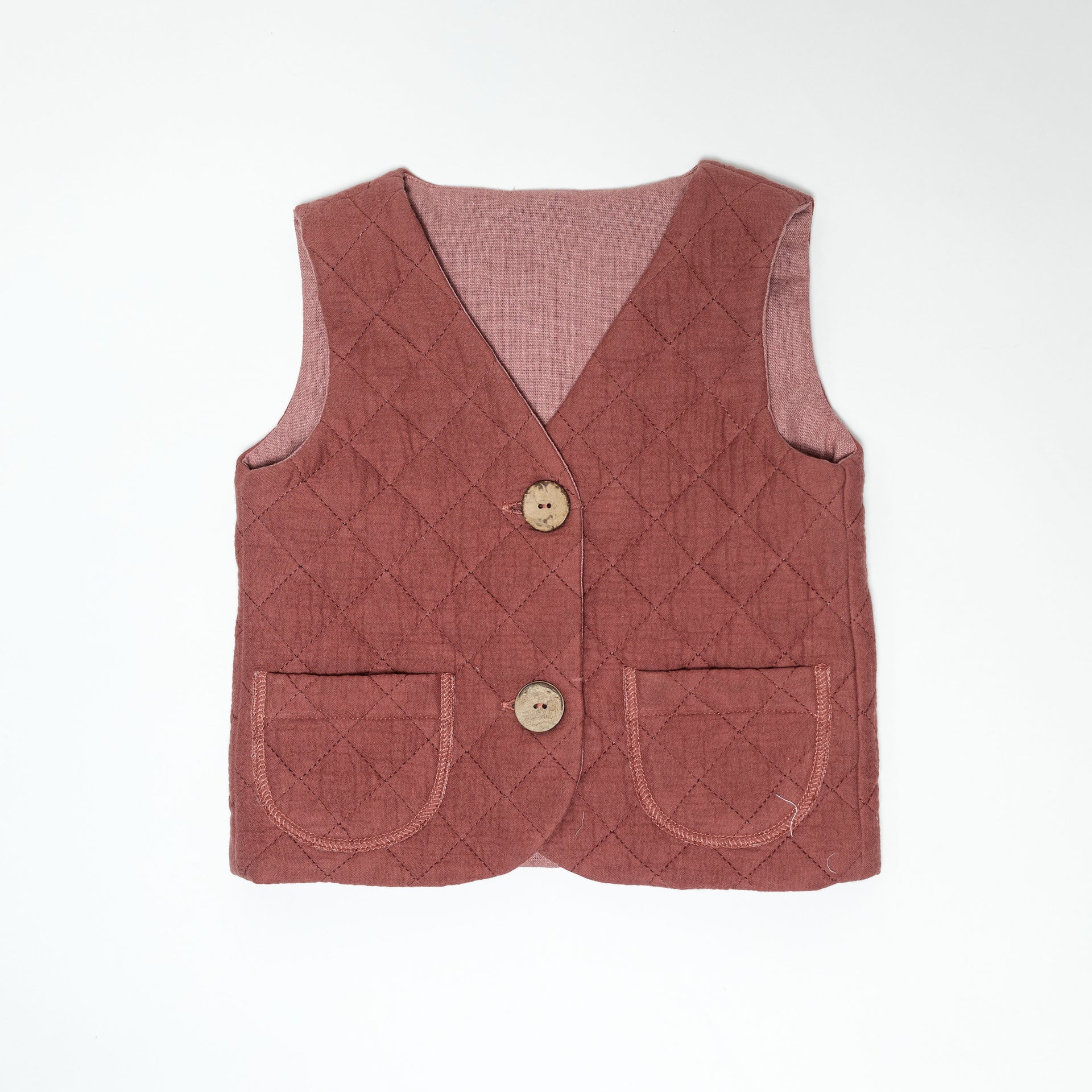 Vesta copii din muselina matlasata caramiziu