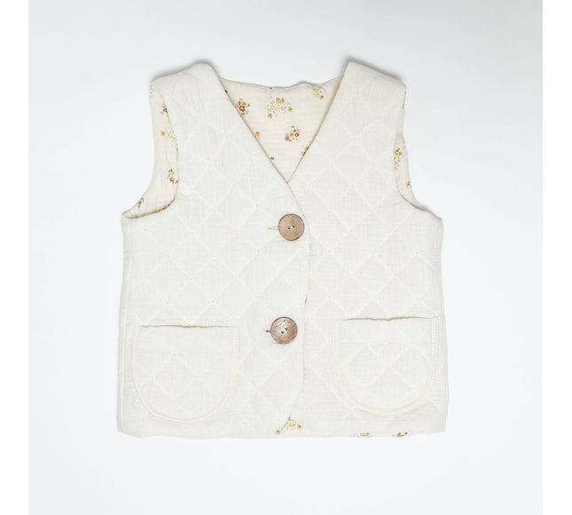 Vesta copii din muselina matlasata alba - Bebeboo - Totul pentru copii. Jucării, Hăinuțe, Perne, Mobilier, Textile