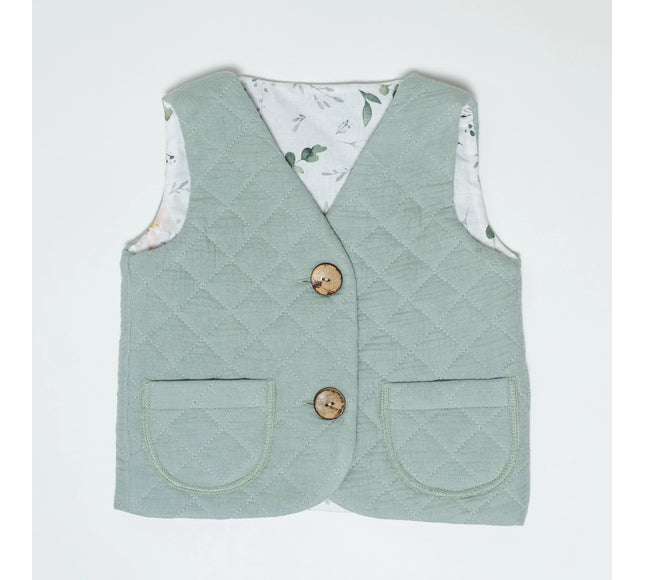 Vesta copii din muselina matlasata verde - Bebeboo - Totul pentru copii. Jucării, Hăinuțe, Perne, Mobilier, Textile