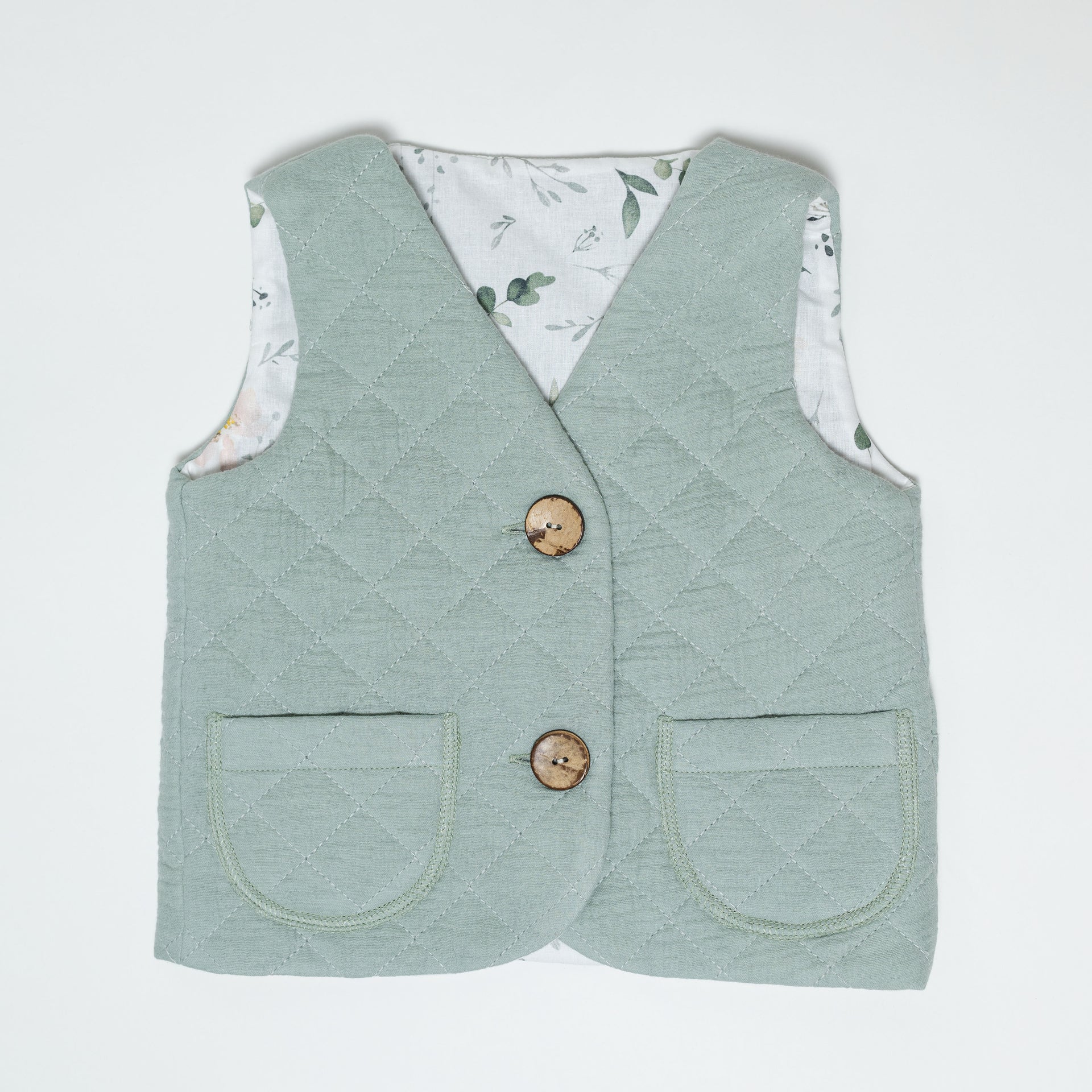 Vesta copii din muselina matlasata verde