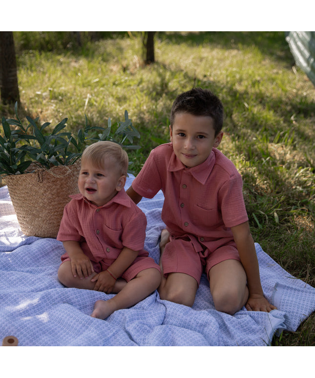 Set camasa cu pantaloni scurti din muselina