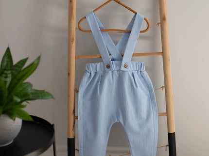 Costum Botez Baieti Albastru Vesta Cu Pantaloni - Bebeboo - Totul pentru copii. Jucării, Hăinuțe, Perne, Mobilier, Textile