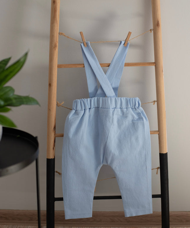 Costum Botez Baieti Albastru Vesta Cu Pantaloni