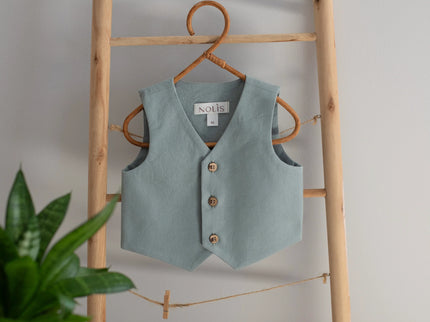 Costum Botez Baieti Verde Vesta Cu Pantaloni - Bebeboo - Totul pentru copii. Jucării, Hăinuțe, Perne, Mobilier, Textile