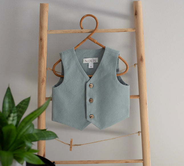 Costum Botez Baieti Verde Vesta Cu Pantaloni - Bebeboo - Totul pentru copii. Jucării, Hăinuțe, Perne, Mobilier, Textile