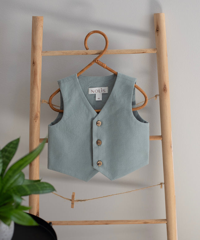 Costum Botez Baieti Verde Vesta Cu Pantaloni