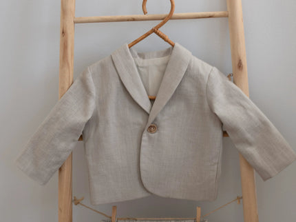 Costum Botez Baieti Bej Din In - Bebeboo - Totul pentru copii. Jucării, Hăinuțe, Perne, Mobilier, Textile