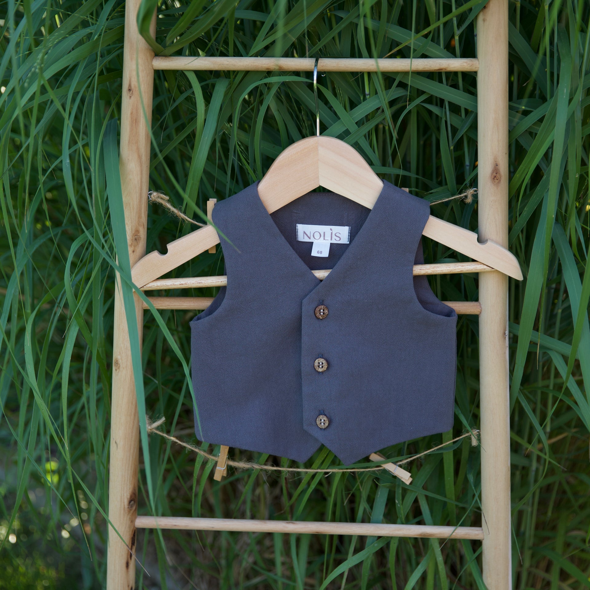 Costum Botez Baieti Gri Vesta Cu Pantaloni