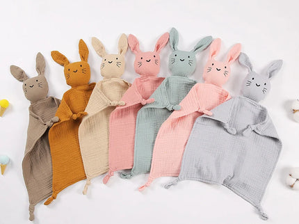 Jucarie de confort din muselina – Baby Bunny, diverse culori, 100% bumbac organic, 30 x 30 cm