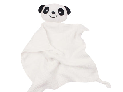 Jucarie de confort din muselina – Baby Panda, diverse culori, 100% bumbac organic, 30 x 30 cm