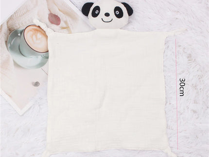 Jucarie de confort din muselina – Baby Panda, diverse culori, 100% bumbac organic, 30 x 30 cm